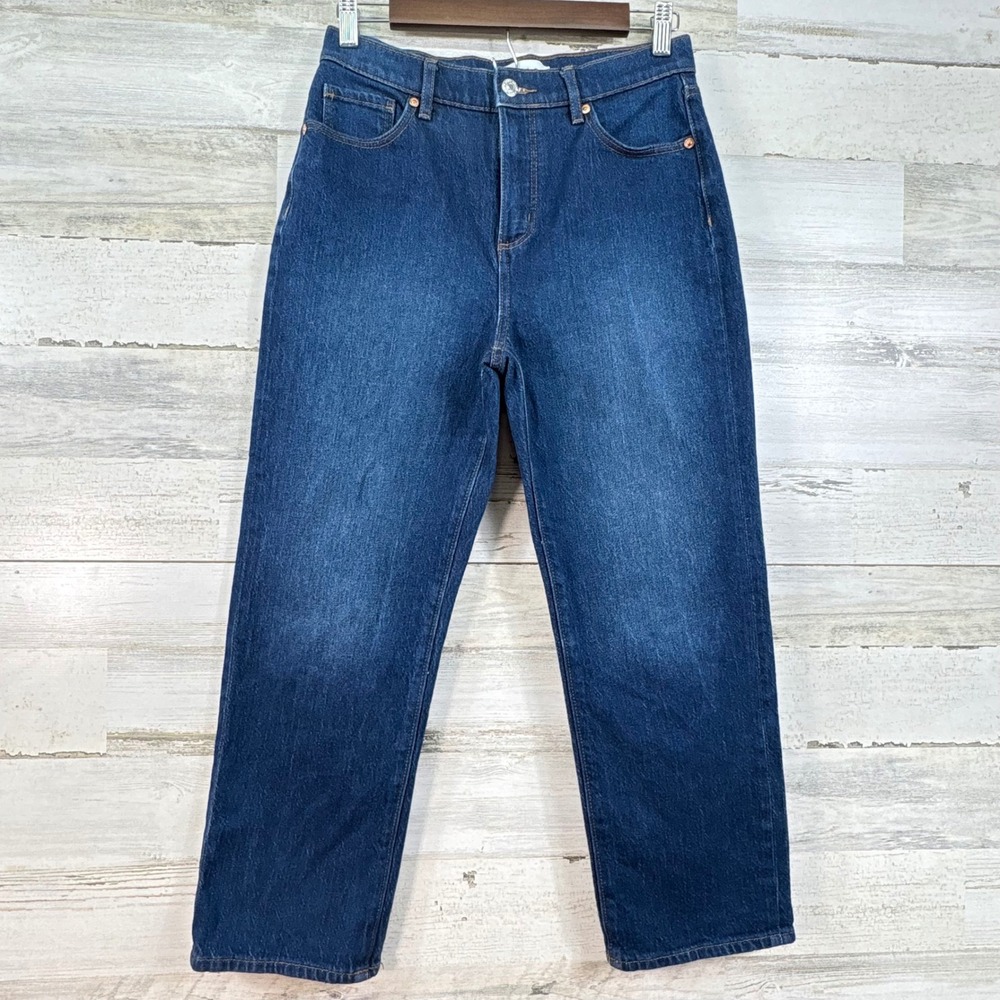 Made and Loved LOFT The Straight Jeans 27 4P Petite Dark Blue Crop High‎ Rise
